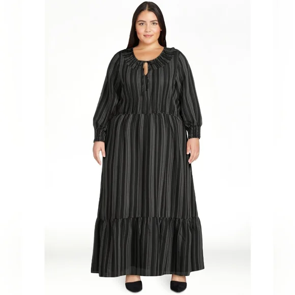 Terra & Sky | Dresses | Terra Sky Womens Plus Size Long Sleeve Peasant Maxi  Dress Size X Nwt | Poshmark